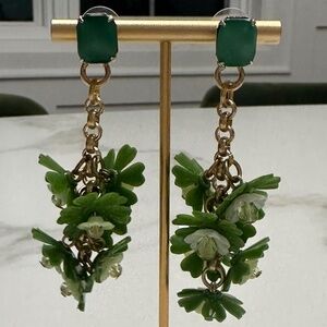 DANNY POLLAK - Statement Green Garden Botanical Cluster Drop Earrings